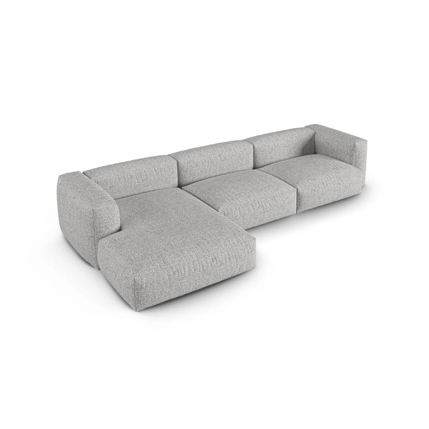 Martina modulares Ecksofa, Linke Seite, Sitztiefe 90 cm, aus Boucle in Silber (Monet Silver), 330x176 cm von Micadoni – Bild 4