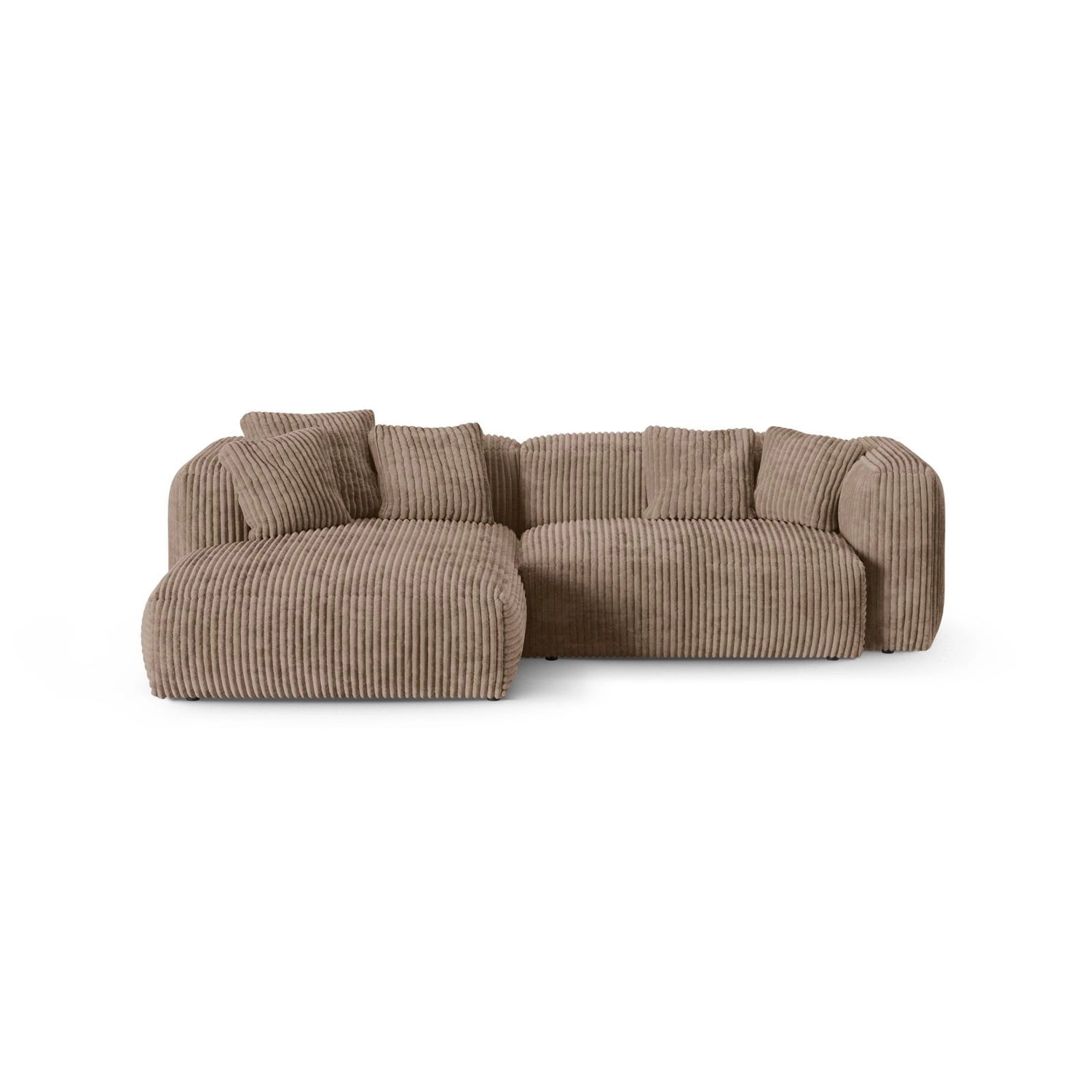 Martina modulares Ecksofa, Linke Seite, Sitztiefe 90 cm, aus Cord in Acorn (Tilia 17), 280x176 cm von Micadoni – Bild 1