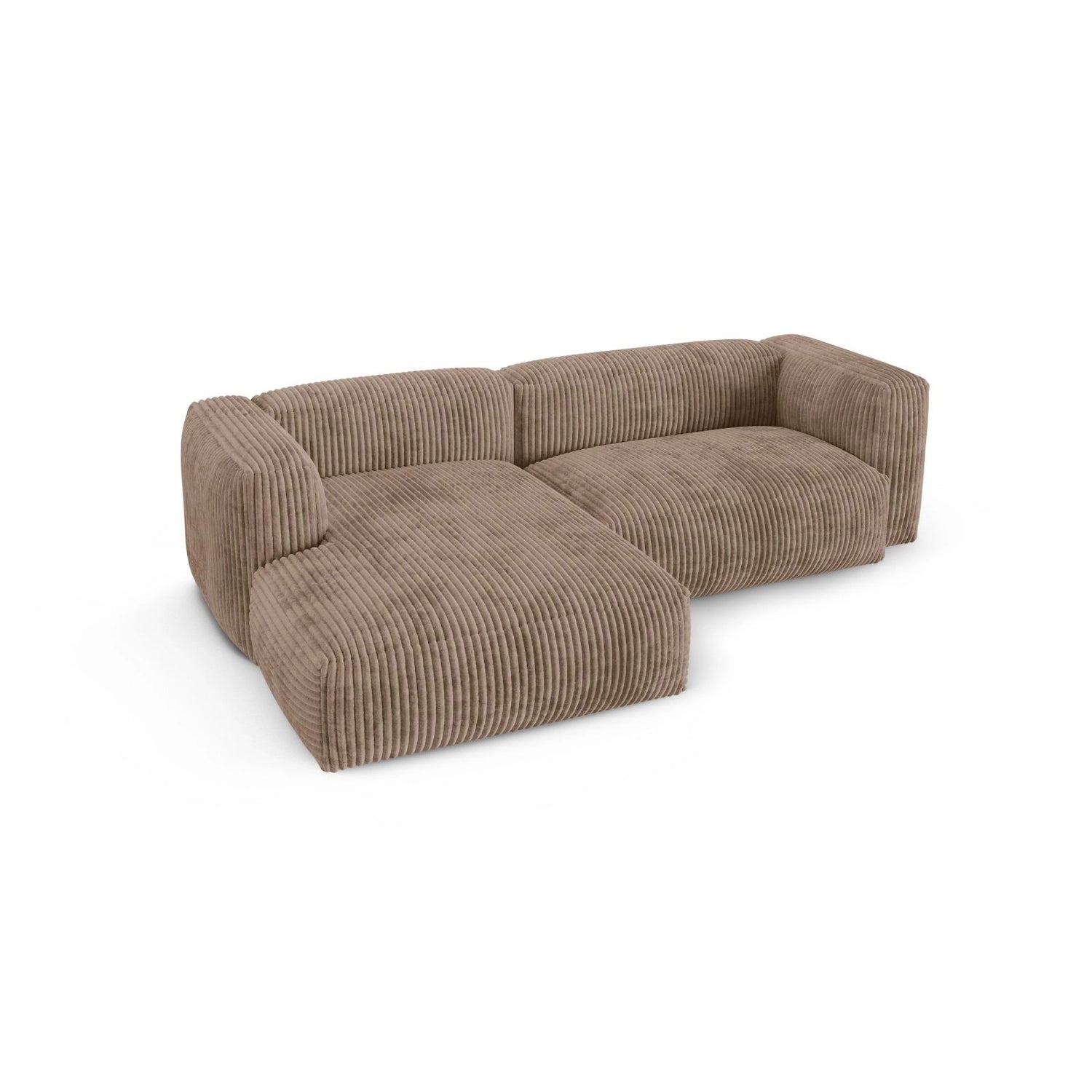 Martina modulares Ecksofa, Linke Seite, Sitztiefe 90 cm, aus Cord in Acorn (Tilia 17), 280x176 cm von Micadoni – Bild 4