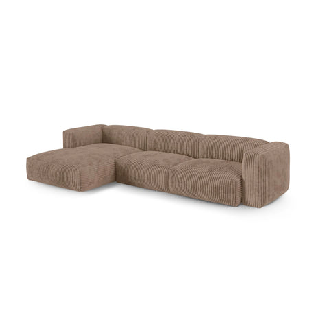 Martina modulares Ecksofa, Linke Seite, Sitztiefe 90 cm, aus Cord in Acorn (Tilia 17), 330x176 cm von Micadoni – Bild 3