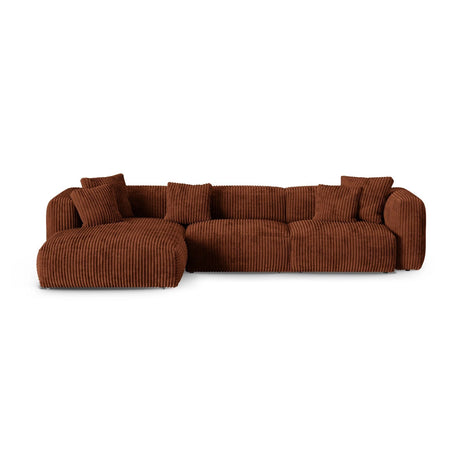 Martina modulares Ecksofa, Linke Seite, Sitztiefe 90 cm, aus Cord in Brick (Tilia 52), 330x176 cm von Micadoni – Bild 1
