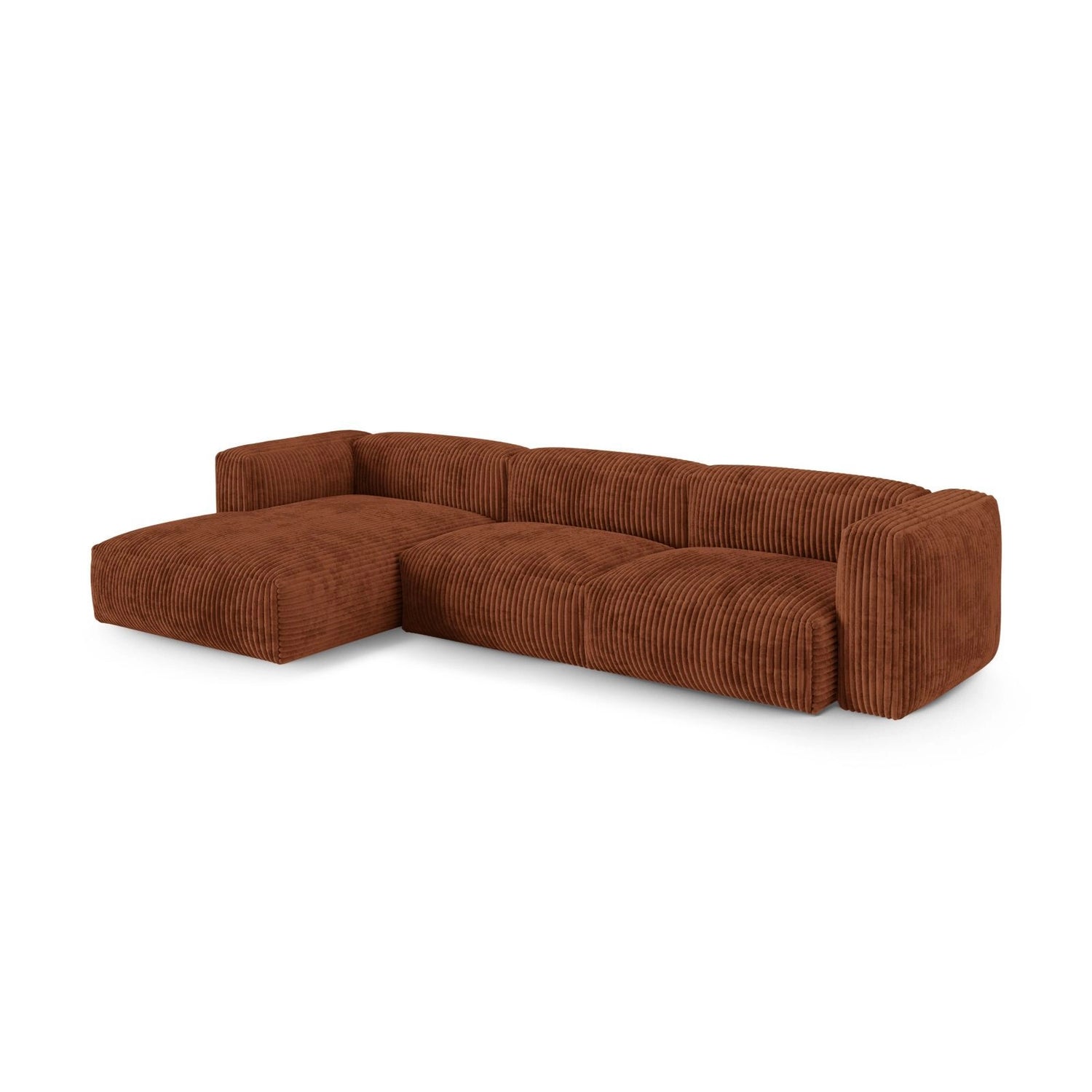 Martina modulares Ecksofa, Linke Seite, Sitztiefe 90 cm, aus Cord in Brick (Tilia 52), 330x176 cm von Micadoni – Bild 3
