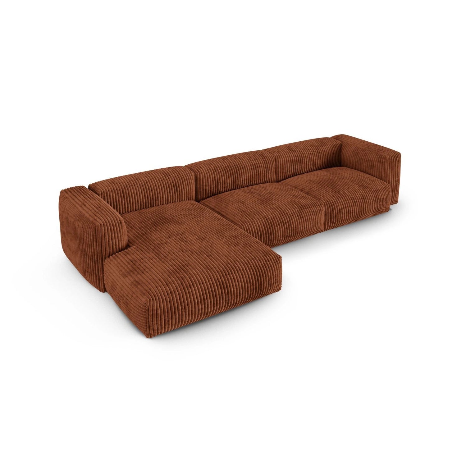 Martina modulares Ecksofa, Linke Seite, Sitztiefe 90 cm, aus Cord in Brick (Tilia 52), 330x176 cm von Micadoni – Bild 4
