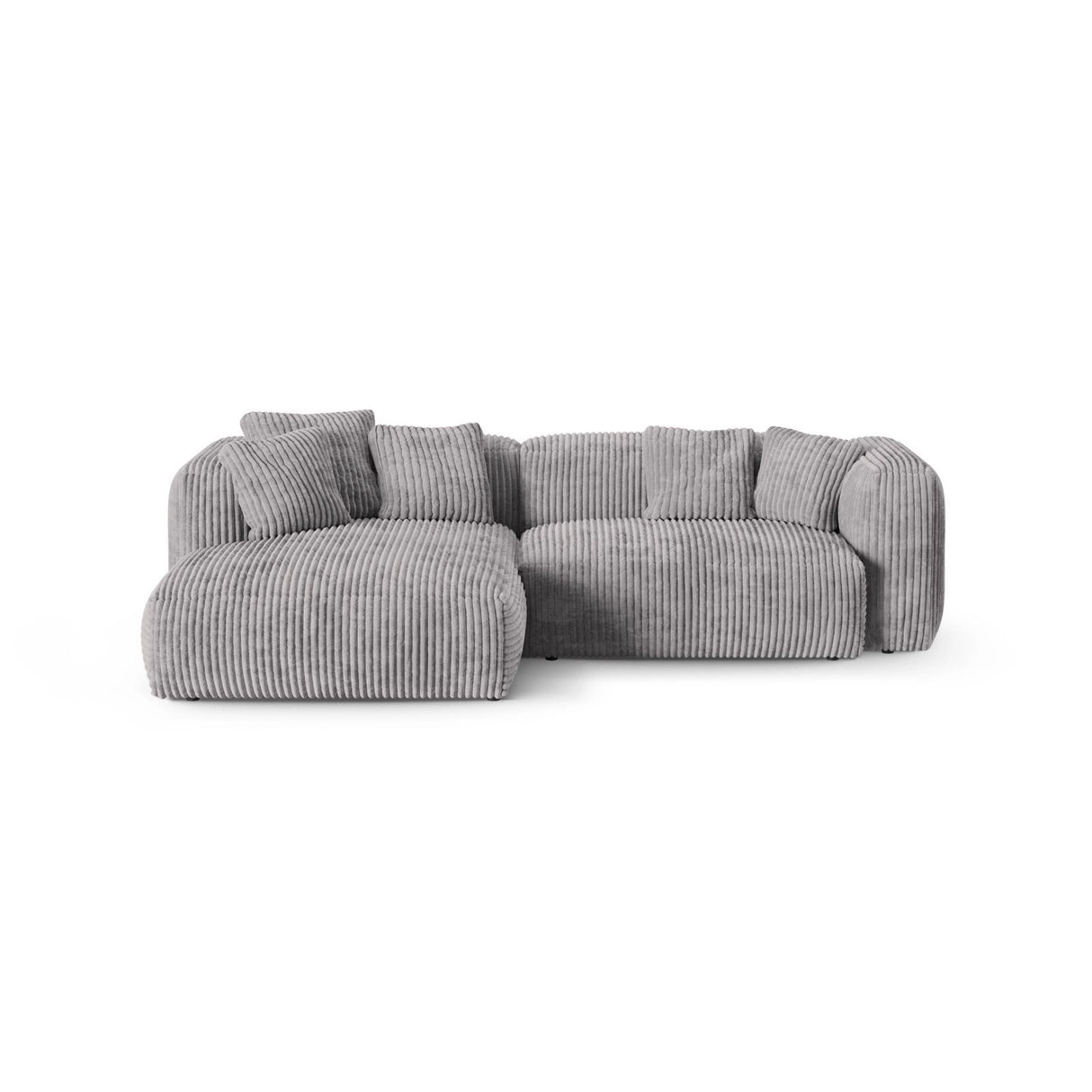 Martina modulares Ecksofa, Linke Seite, Sitztiefe 90 cm, aus Cord in Hellgrau (Tilia 86), 280x176 cm von Micadoni – Bild 1