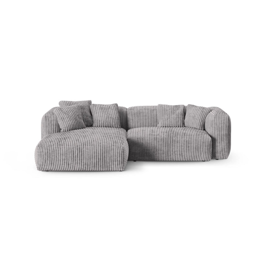 Martina modulares Ecksofa, Linke Seite, Sitztiefe 90 cm, aus Cord in Hellgrau (Tilia 86), 280x176 cm von Micadoni – Bild 1
