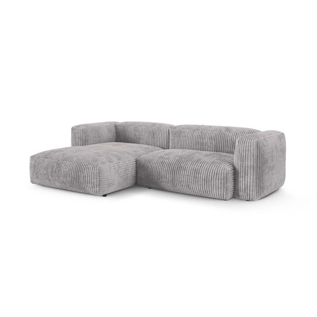 Martina modulares Ecksofa, Linke Seite, Sitztiefe 90 cm, aus Cord in Hellgrau (Tilia 86), 280x176 cm von Micadoni – Bild 3