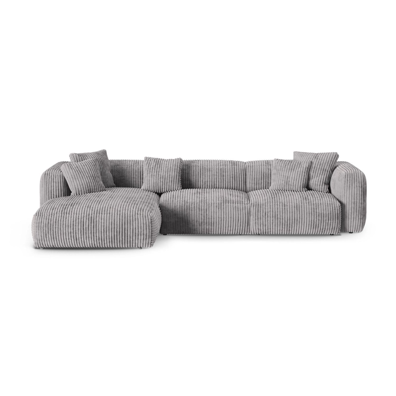 Martina modulares Ecksofa, Linke Seite, Sitztiefe 90 cm, aus Cord in Hellgrau (Tilia 86), 330x176 cm von Micadoni – Bild 1