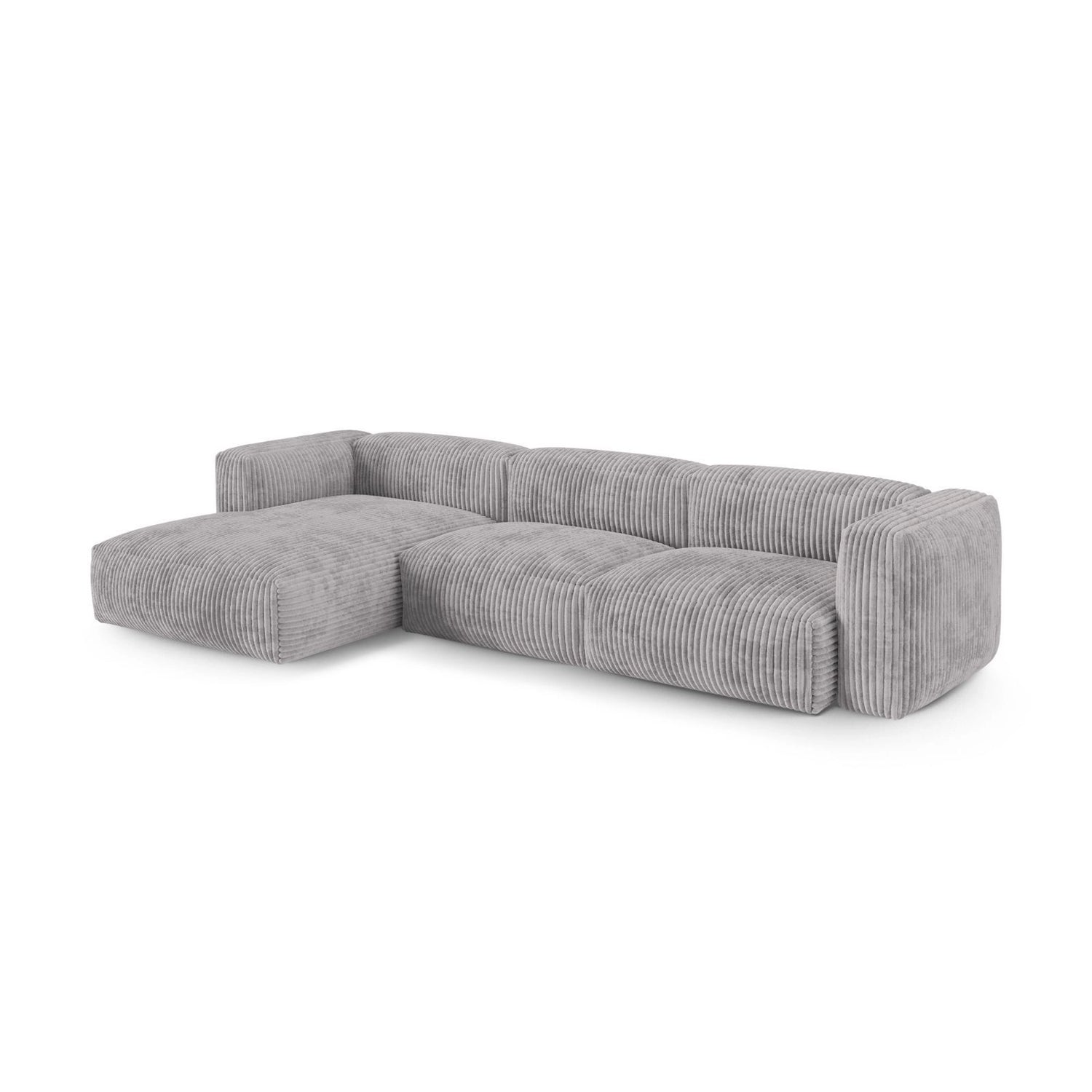 Martina modulares Ecksofa, Linke Seite, Sitztiefe 90 cm, aus Cord in Hellgrau (Tilia 86), 330x176 cm von Micadoni – Bild 3