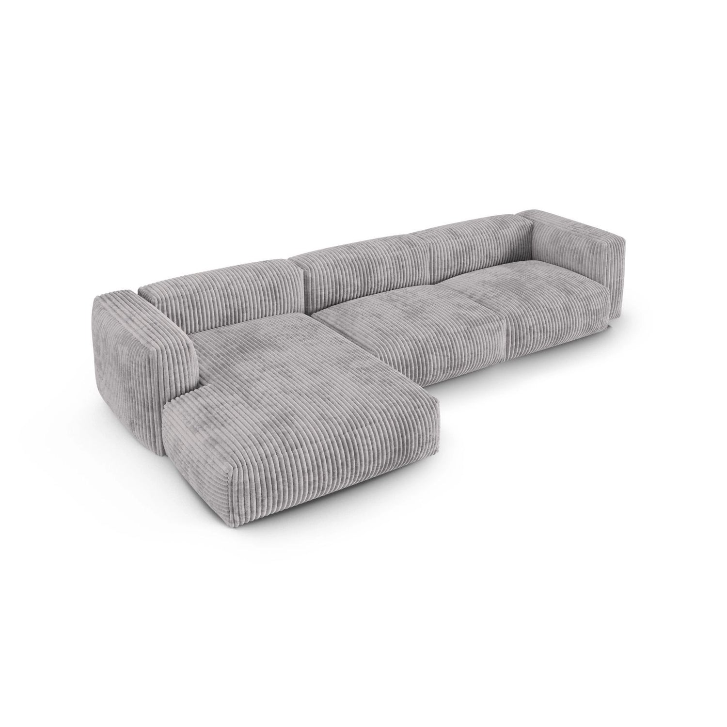 Martina modulares Ecksofa, Linke Seite, Sitztiefe 90 cm, aus Cord in Hellgrau (Tilia 86), 330x176 cm von Micadoni – Bild 4
