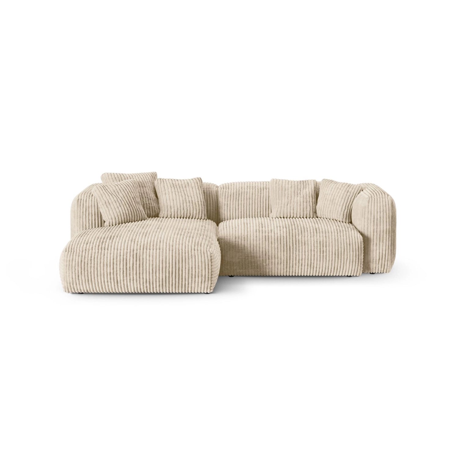 Martina modulares Ecksofa, Linke Seite, Sitztiefe 90 cm, aus Cord in Leichtes Beige (Tilia 03), 280x176 cm von Micadoni – Bild 1