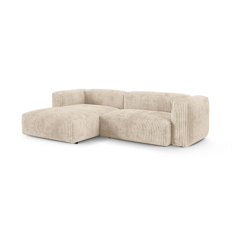 Martina modulares Ecksofa, Linke Seite, Sitztiefe 90 cm, aus Cord in Leichtes Beige (Tilia 03), 280x176 cm von Micadoni – Bild 3