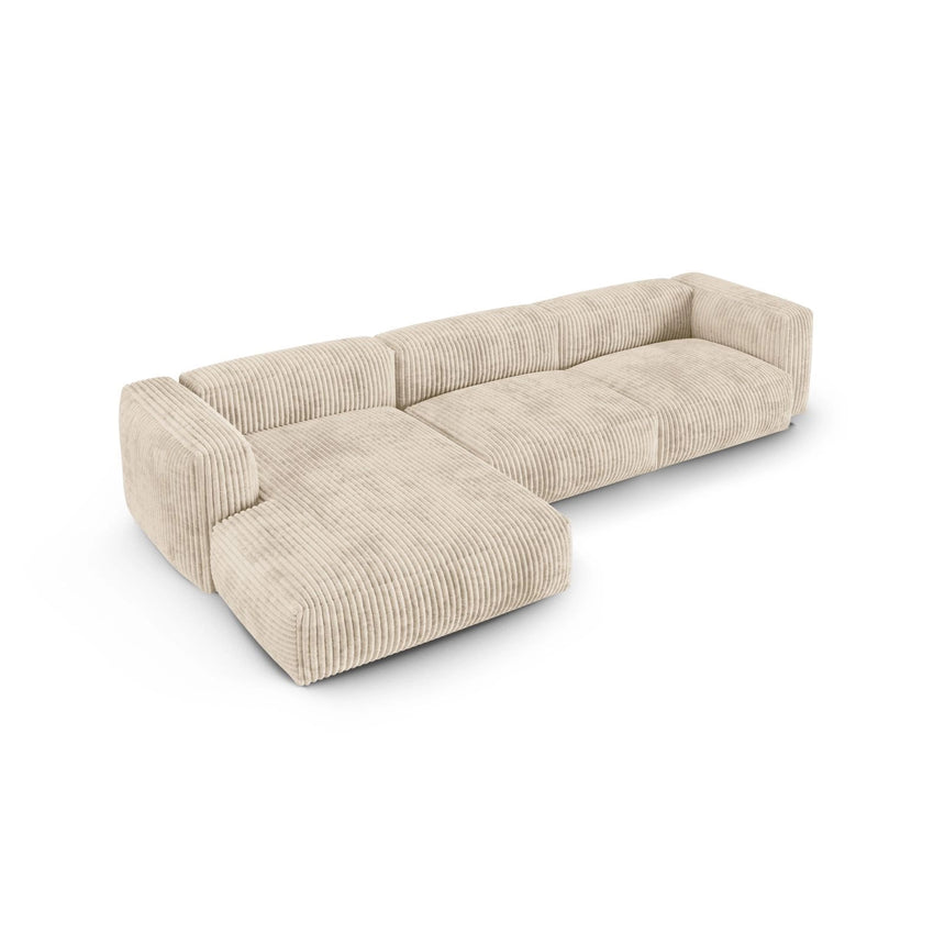 Martina modulares Ecksofa, Linke Seite, Sitztiefe 90 cm, aus Cord in Leichtes Beige (Tilia 03), 330x176 cm von Micadoni – Bild 4