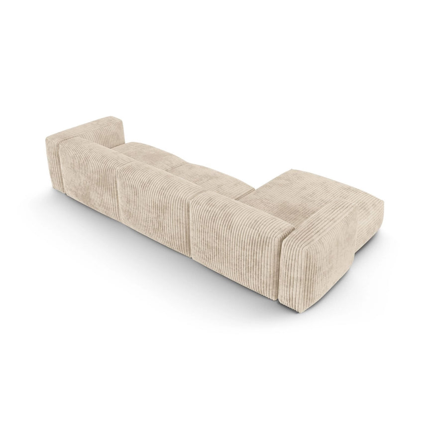 Martina modulares Ecksofa, Linke Seite, Sitztiefe 90 cm, aus Cord in Leichtes Beige (Tilia 03), 330x176 cm von Micadoni – Bild 5