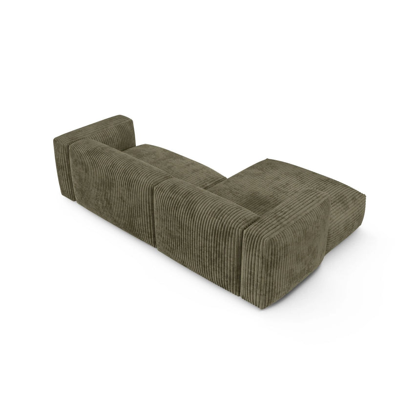 Martina modulares Ecksofa, Linke Seite, Sitztiefe 90 cm, aus Cord in Moosgrün (Tilia 37), 280x176 cm von Micadoni – Bild 5