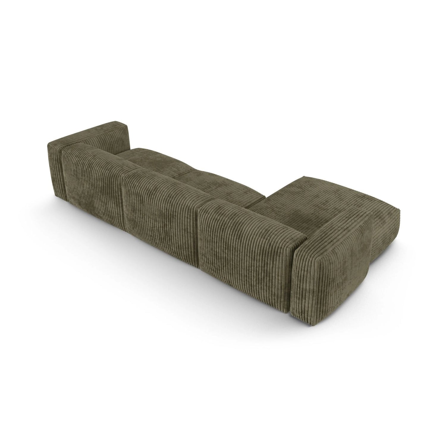 Martina modulares Ecksofa, Linke Seite, Sitztiefe 90 cm, aus Cord in Moosgrün (Tilia 37), 330x176 cm von Micadoni – Bild 5