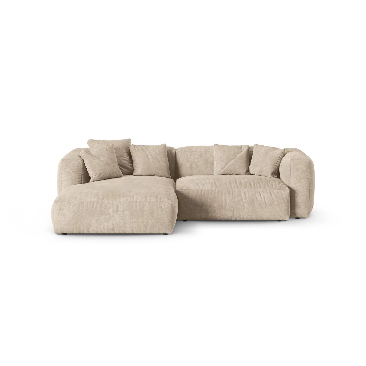 Martina modulares Ecksofa, Linke Seite, Sitztiefe 90 cm, aus Samt, Cord, Boucle oder Strukturstoff, 280x176 cm von Micadoni – Bild 1