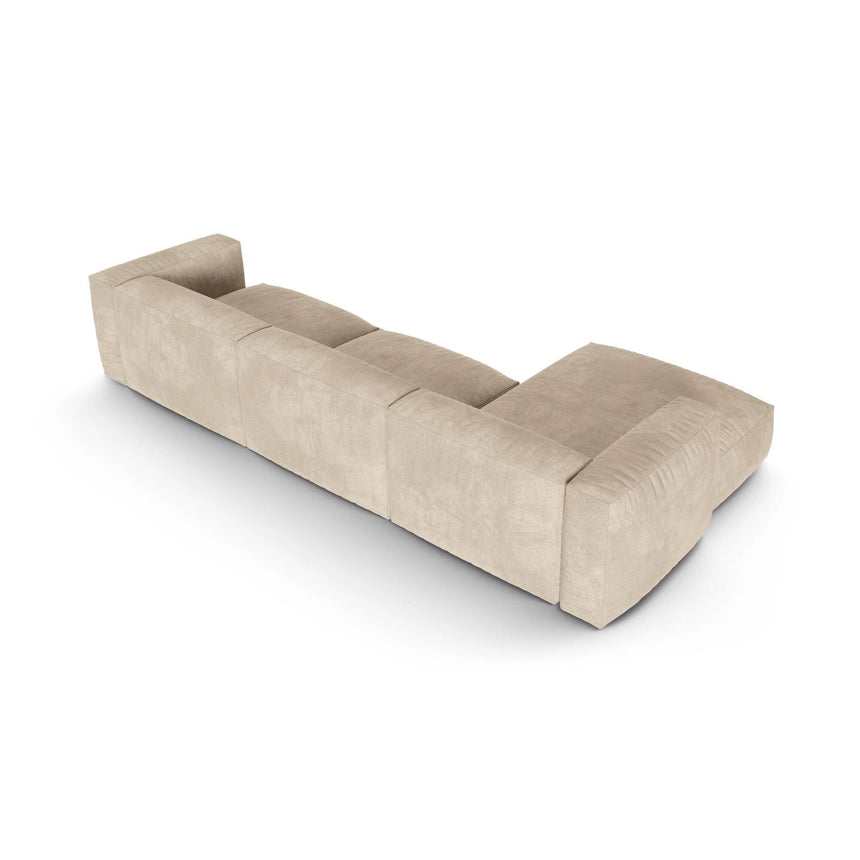 Martina modulares Ecksofa, Linke Seite, Sitztiefe 90 cm, aus Samt, Cord, Boucle oder Strukturstoff, 330x176 cm von Micadoni – Bild 5