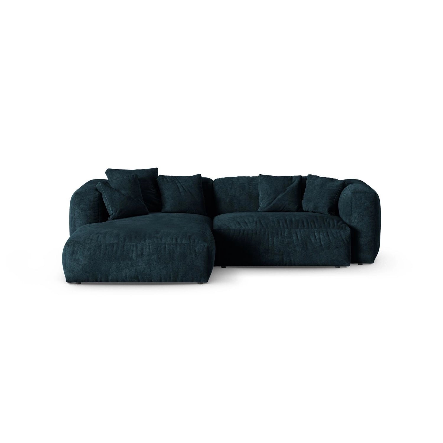 Martina modulares Ecksofa, Linke Seite, Sitztiefe 90 cm, aus Samt in Deep Petrol (Vogue 13), 280x176 cm von Micadoni – Bild 1