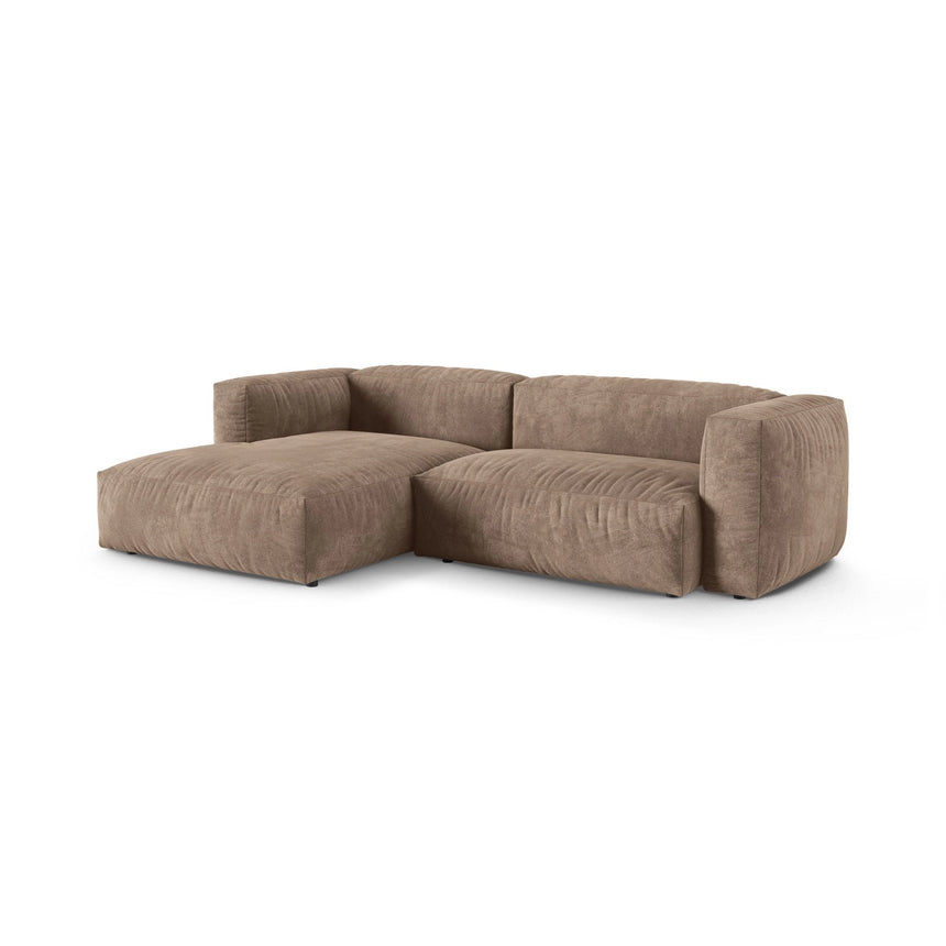 Martina modulares Ecksofa, Linke Seite, Sitztiefe 90 cm, aus Samt in Dunkelbeige (Vogue 3), 280x176 cm von Micadoni – Bild 3