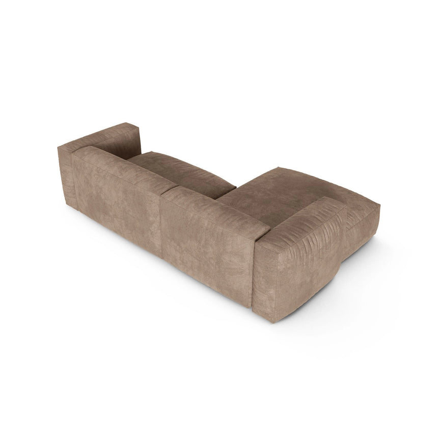 Martina modulares Ecksofa, Linke Seite, Sitztiefe 90 cm, aus Samt in Dunkelbeige (Vogue 3), 280x176 cm von Micadoni – Bild 5