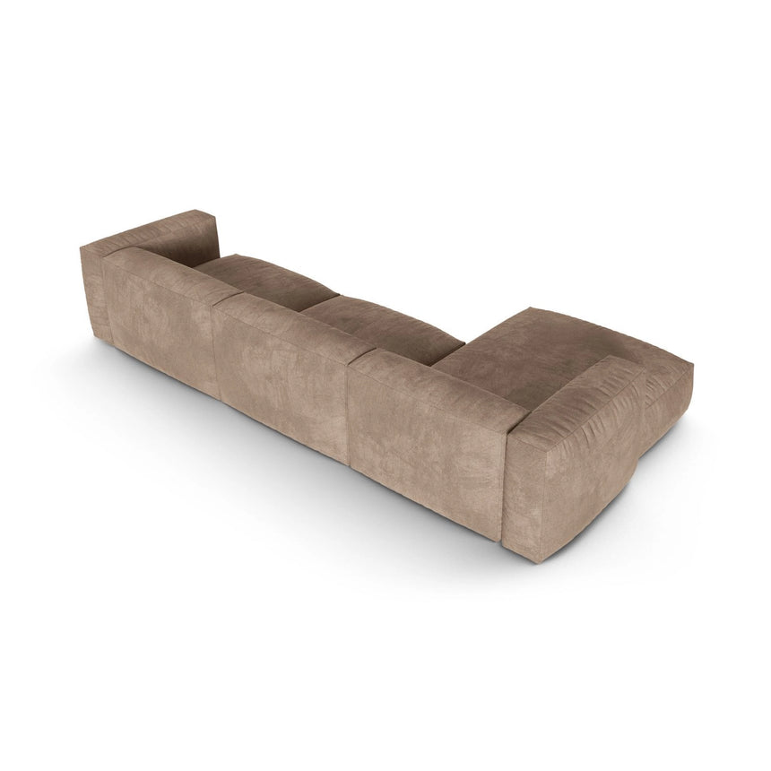 Martina modulares Ecksofa, Linke Seite, Sitztiefe 90 cm, aus Samt in Dunkelbeige (Vogue 3), 330x176 cm von Micadoni – Bild 5