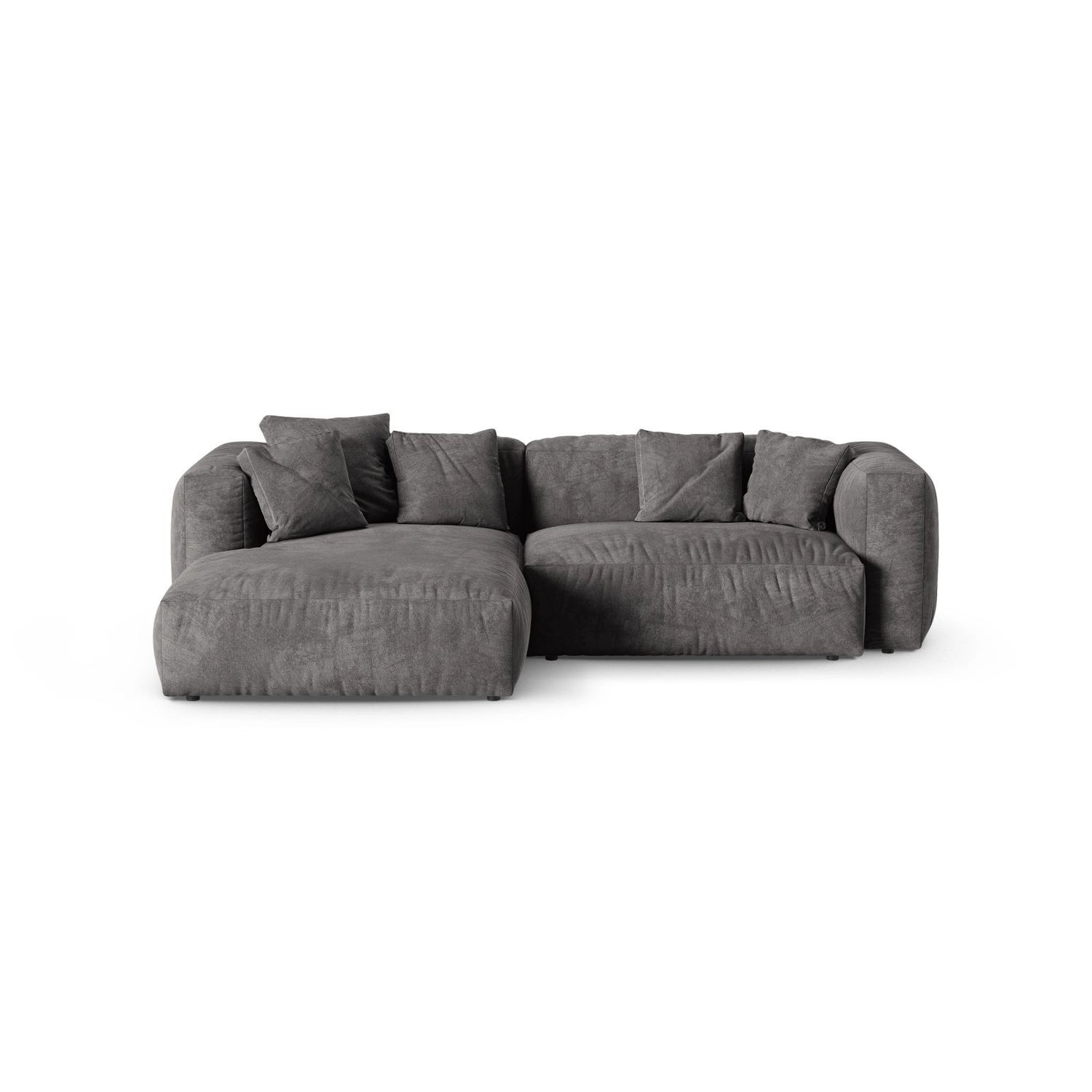 Martina modulares Ecksofa, Linke Seite, Sitztiefe 90 cm, aus Samt in Grau (Vogue 15), 280x176 cm von Micadoni – Bild 1
