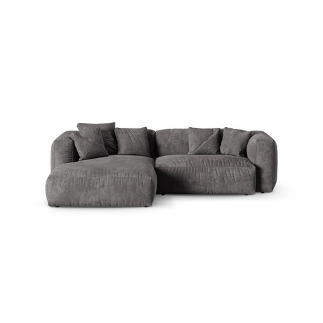 Martina modulares Ecksofa, Linke Seite, Sitztiefe 90 cm, aus Samt in Grau (Vogue 15), 280x176 cm von Micadoni – Bild 1