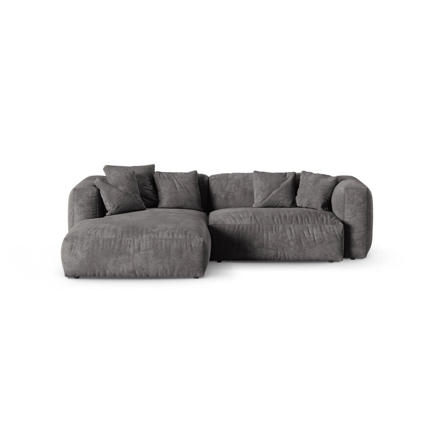 Martina modulares Ecksofa, Linke Seite, Sitztiefe 90 cm, aus Samt in Grau (Vogue 15), 280x176 cm von Micadoni – Bild 1