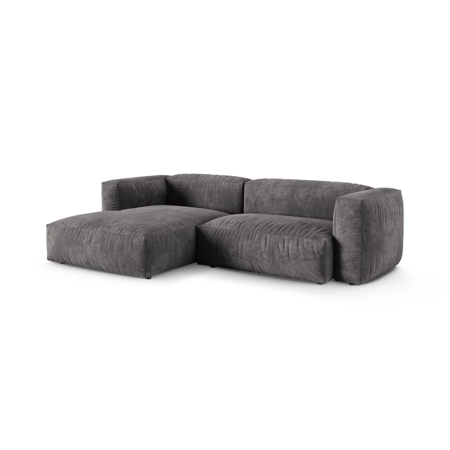 Martina modulares Ecksofa, Linke Seite, Sitztiefe 90 cm, aus Samt in Grau (Vogue 15), 280x176 cm von Micadoni – Bild 3