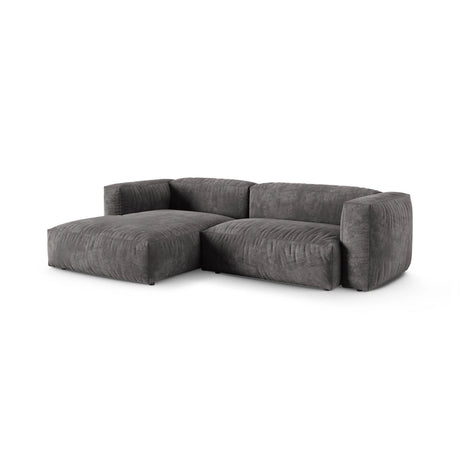 Martina modulares Ecksofa, Linke Seite, Sitztiefe 90 cm, aus Samt in Grau (Vogue 15), 280x176 cm von Micadoni – Bild 3