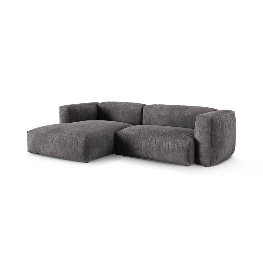 Martina modulares Ecksofa, Linke Seite, Sitztiefe 90 cm, aus Samt in Grau (Vogue 15), 280x176 cm von Micadoni – Bild 3