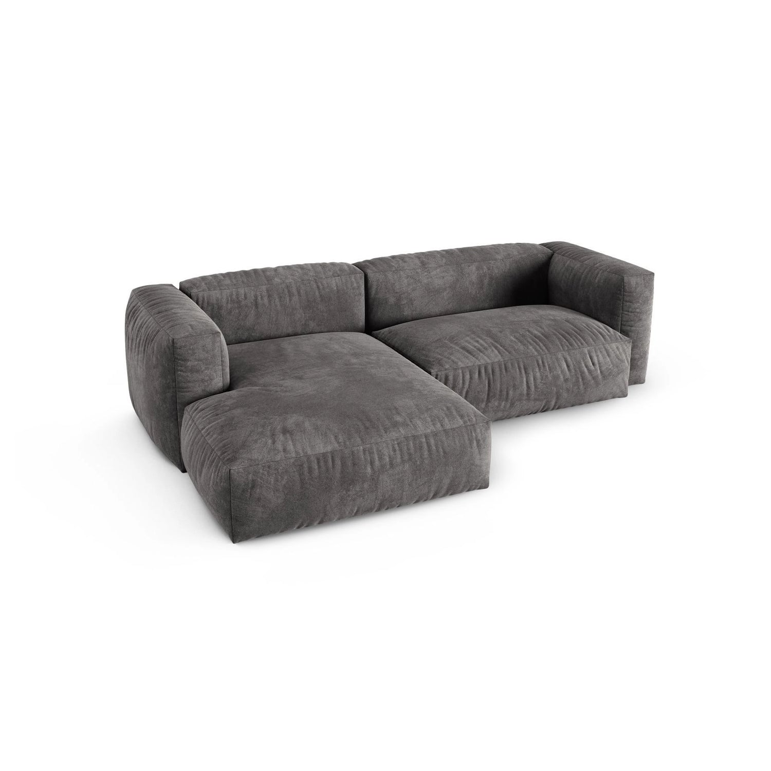 Martina modulares Ecksofa, Linke Seite, Sitztiefe 90 cm, aus Samt in Grau (Vogue 15), 280x176 cm von Micadoni – Bild 4
