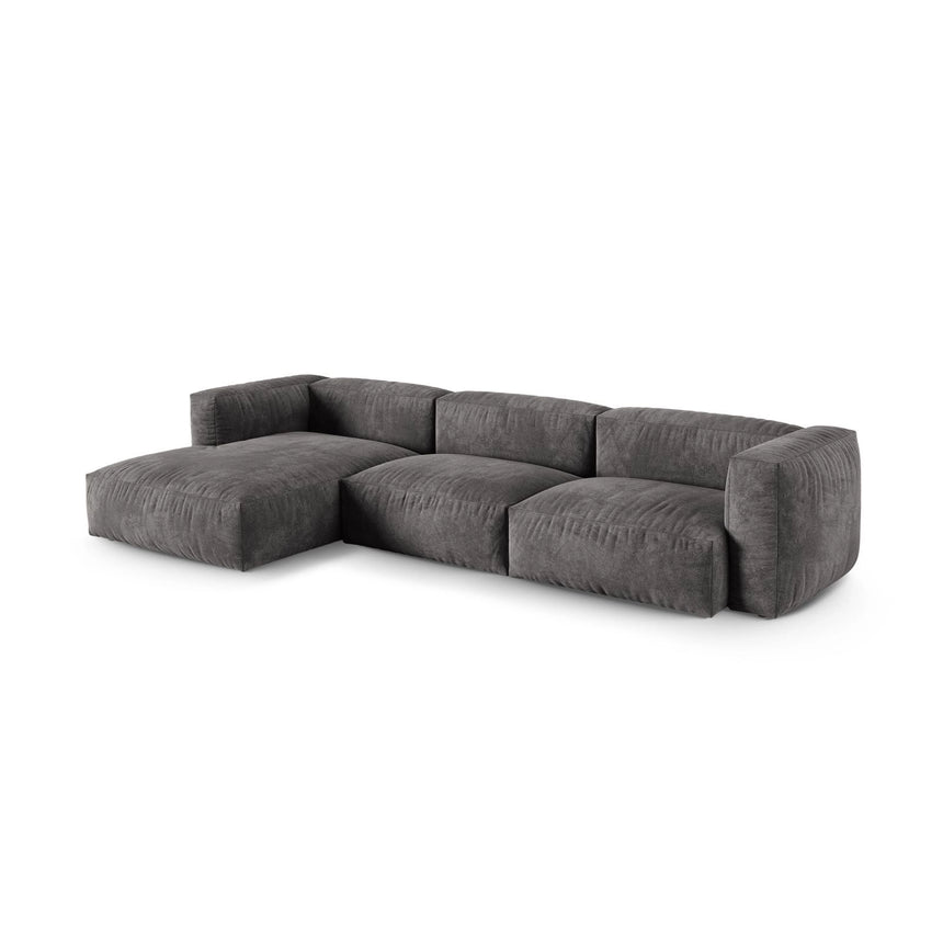 Martina modulares Ecksofa, Linke Seite, Sitztiefe 90 cm, aus Samt in Grau (Vogue 15), 330x176 cm von Micadoni – Bild 3
