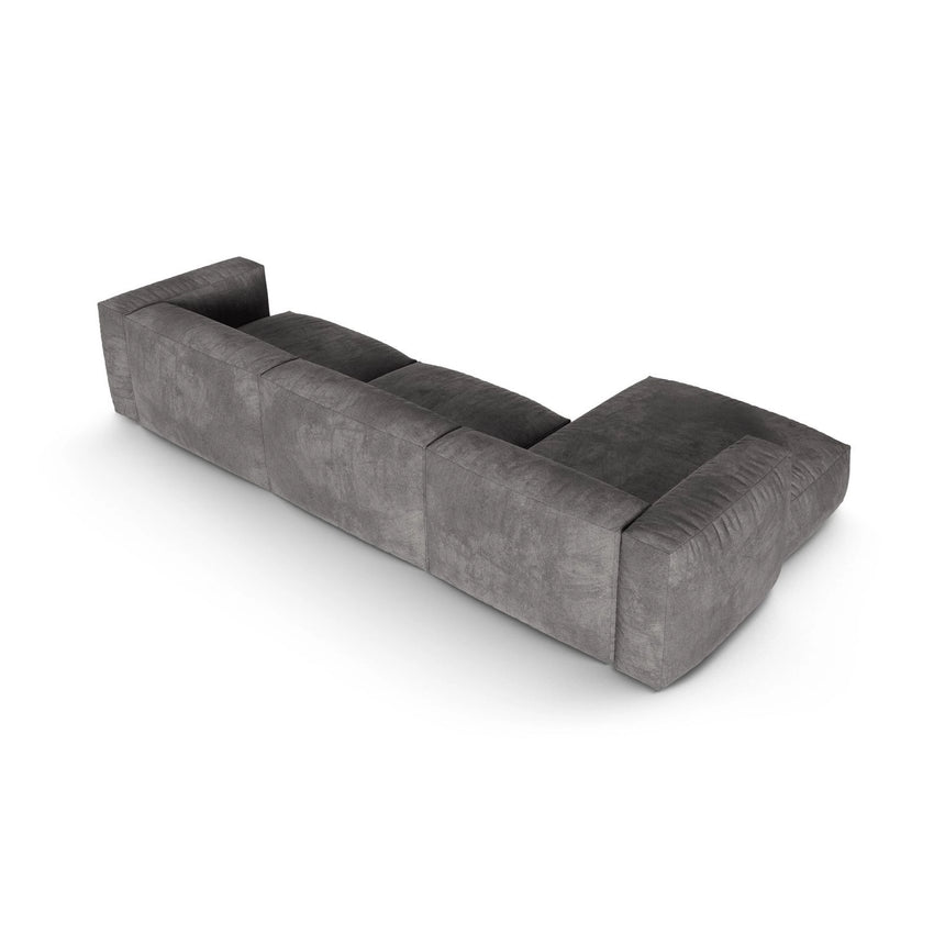 Martina modulares Ecksofa, Linke Seite, Sitztiefe 90 cm, aus Samt in Grau (Vogue 15), 330x176 cm von Micadoni – Bild 5