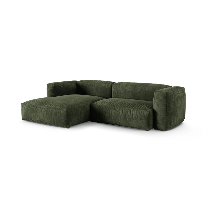 Martina modulares Ecksofa, Linke Seite, Sitztiefe 90 cm, aus Samt in Grün (Vogue 11), 280x176 cm von Micadoni – Bild 3