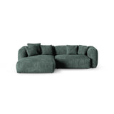Martina modulares Ecksofa, Linke Seite, Sitztiefe 90 cm, aus Samt in Petrol (Vogue 12), 280x176 cm von Micadoni – Bild 1