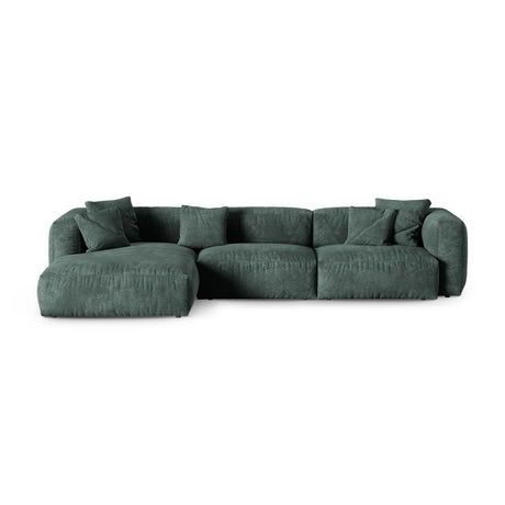 Martina modulares Ecksofa, Linke Seite, Sitztiefe 90 cm, aus Samt in Petrol (Vogue 12), 330x176 cm von Micadoni – Bild 1