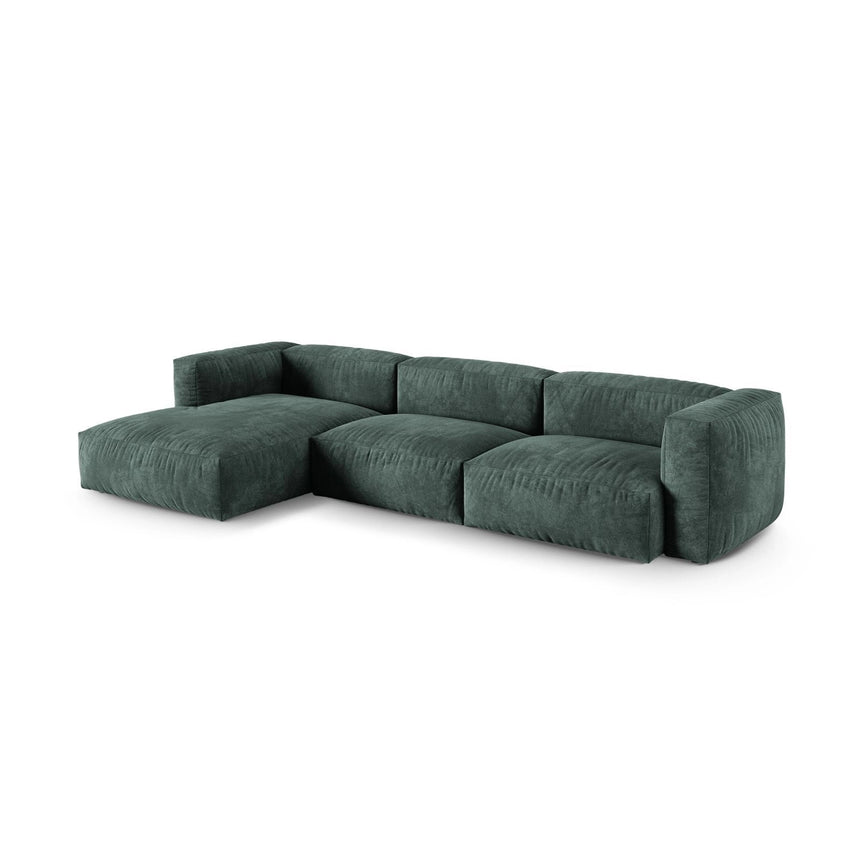Martina modulares Ecksofa, Linke Seite, Sitztiefe 90 cm, aus Samt in Petrol (Vogue 12), 330x176 cm von Micadoni – Bild 3