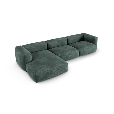 Martina modulares Ecksofa, Linke Seite, Sitztiefe 90 cm, aus Samt in Petrol (Vogue 12), 330x176 cm von Micadoni – Bild 4