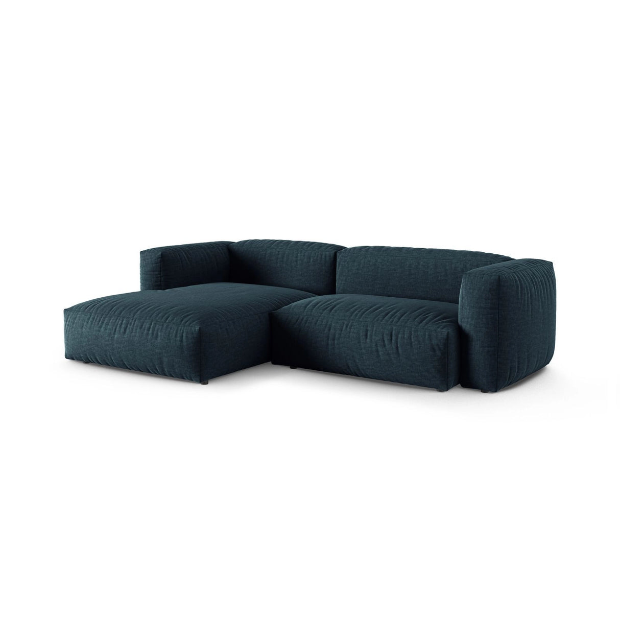 Martina modulares Ecksofa, Linke Seite, Sitztiefe 90 cm, aus Strukturierter Stoff in Blau Jeans (Boston Ocean), 280x176 cm von Micadoni – Bild 3