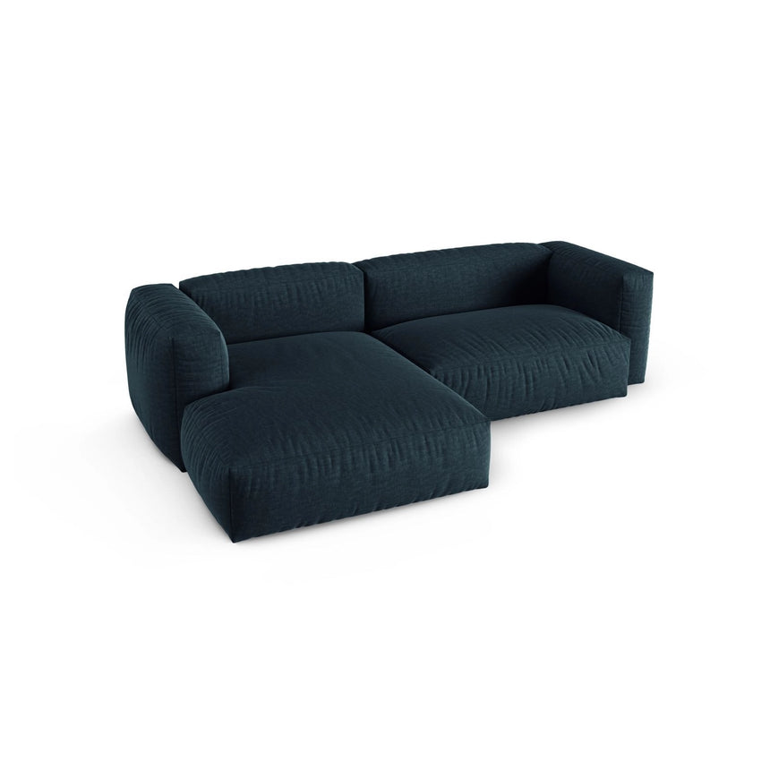 Martina modulares Ecksofa, Linke Seite, Sitztiefe 90 cm, aus Strukturierter Stoff in Blau Jeans (Boston Ocean), 280x176 cm von Micadoni – Bild 4