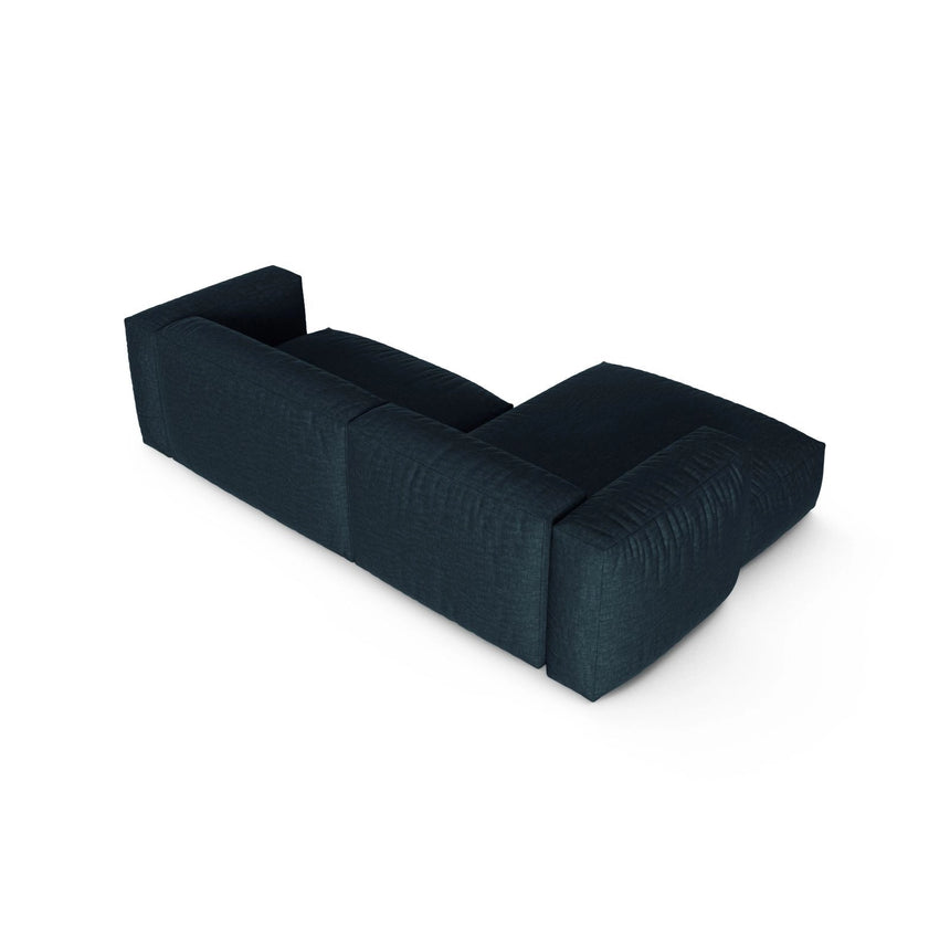 Martina modulares Ecksofa, Linke Seite, Sitztiefe 90 cm, aus Strukturierter Stoff in Blau Jeans (Boston Ocean), 280x176 cm von Micadoni – Bild 5