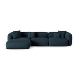 Martina modulares Ecksofa, Linke Seite, Sitztiefe 90 cm, aus Strukturierter Stoff in Blau Jeans (Boston Ocean), 330x176 cm von Micadoni – Bild 1
