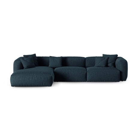Martina modulares Ecksofa, Linke Seite, Sitztiefe 90 cm, aus Strukturierter Stoff in Blau Jeans (Boston Ocean), 330x176 cm von Micadoni – Bild 1