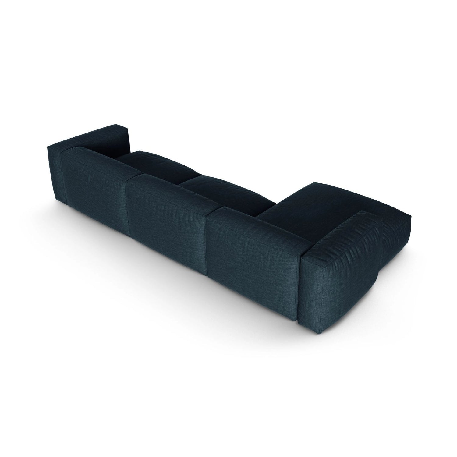 Martina modulares Ecksofa, Linke Seite, Sitztiefe 90 cm, aus Strukturierter Stoff in Blau Jeans (Boston Ocean), 330x176 cm von Micadoni – Bild 5