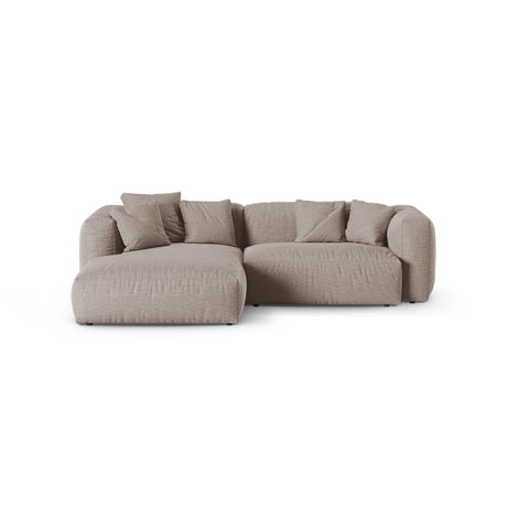 Martina modulares Ecksofa, Linke Seite, Sitztiefe 90 cm, aus Strukturierter Stoff in Dunkelbeige (Boston Trufa), 280x176 cm von Micadoni – Bild 1