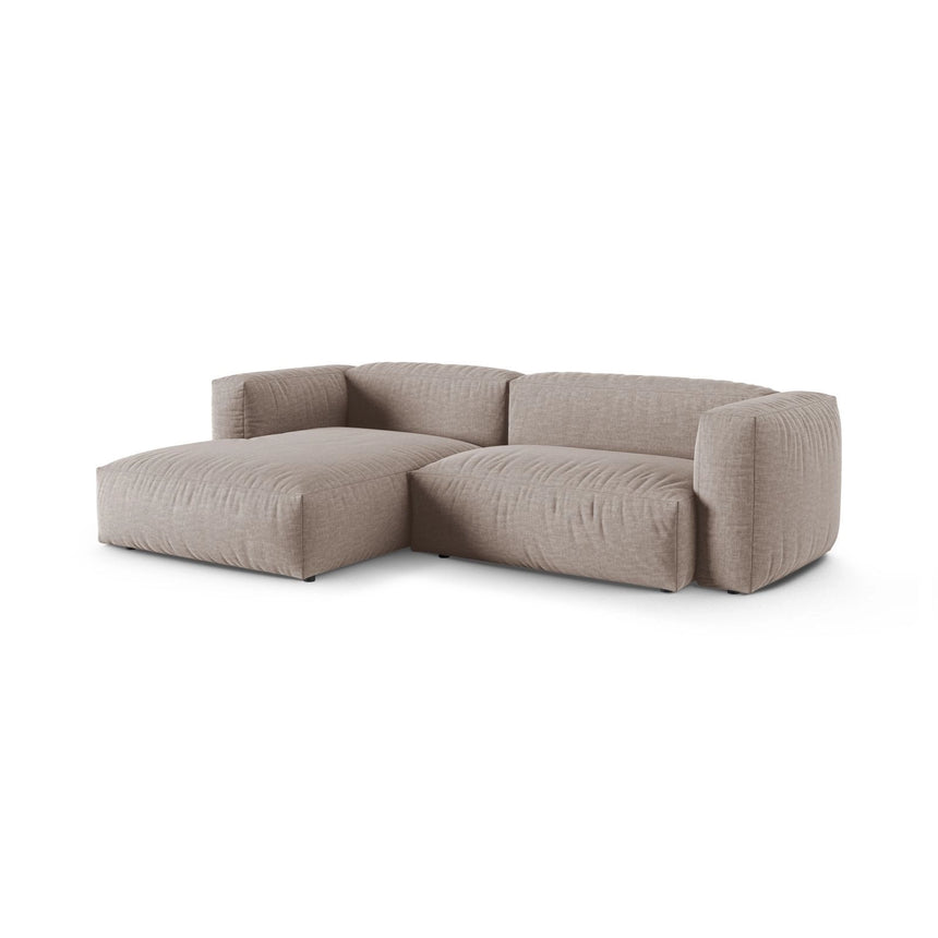 Martina modulares Ecksofa, Linke Seite, Sitztiefe 90 cm, aus Strukturierter Stoff in Dunkelbeige (Boston Trufa), 280x176 cm von Micadoni – Bild 3