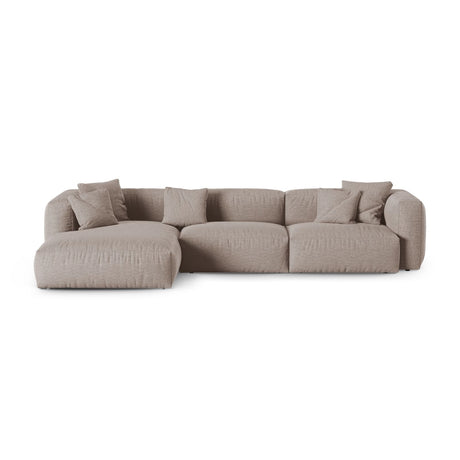 Martina modulares Ecksofa, Linke Seite, Sitztiefe 90 cm, aus Strukturierter Stoff in Dunkelbeige (Boston Trufa), 330x176 cm von Micadoni – Bild 1