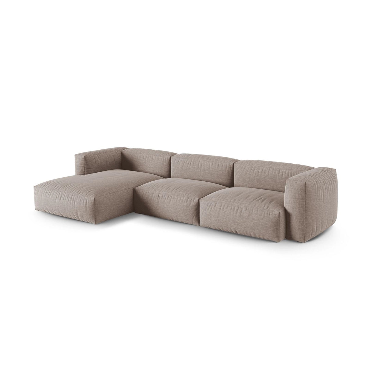 Martina modulares Ecksofa, Linke Seite, Sitztiefe 90 cm, aus Strukturierter Stoff in Dunkelbeige (Boston Trufa), 330x176 cm von Micadoni – Bild 3