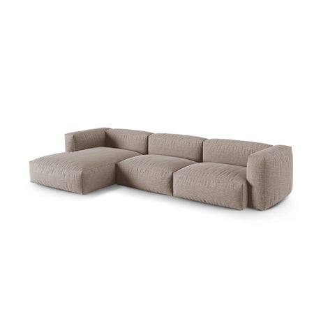 Martina modulares Ecksofa, Linke Seite, Sitztiefe 90 cm, aus Strukturierter Stoff in Dunkelbeige (Boston Trufa), 330x176 cm von Micadoni – Bild 3